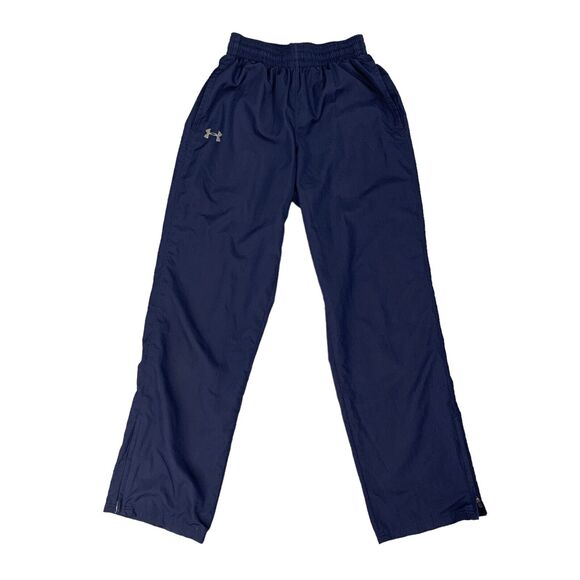 Under Armour Sweatpants Men S Small Navy Blue Zip Ankle Elastic Waist Drawstring - Picture 1 of 14